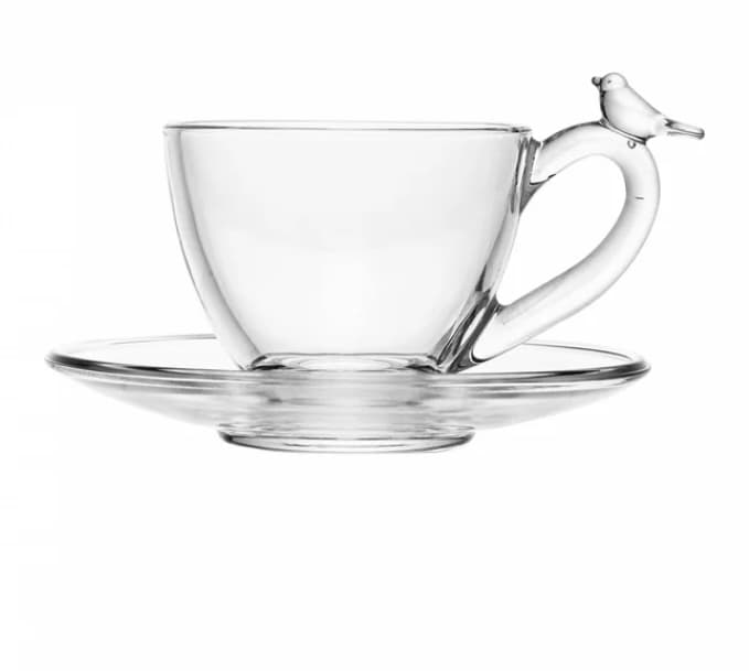 Conjunto 4 xícaras de Chá de Cristal ecológico com pires bird 180 ml - Wolff